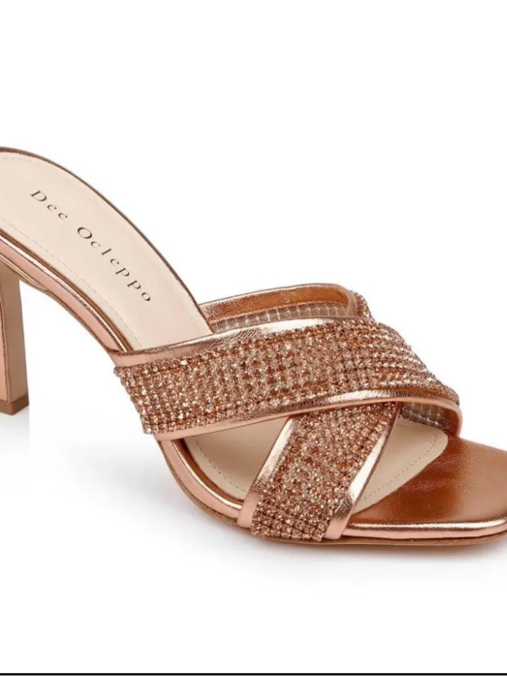 Decolleteppa Rose Gold Crystal Cross-Strap Heel